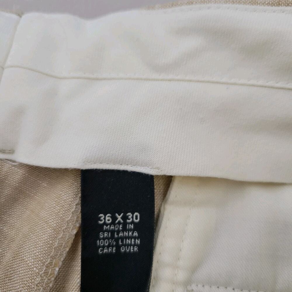Vintage Jos A Bank Pants Mens 36x30 Linen Cuff Pleated Loose Fit - Picture 12 of 13